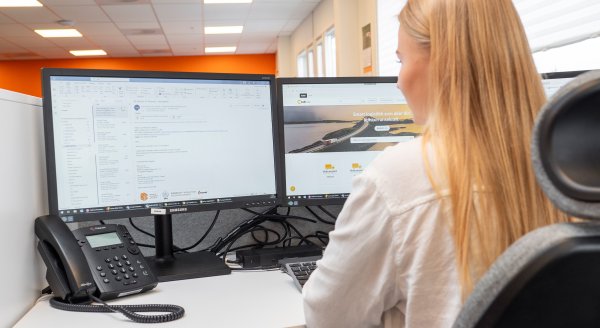 girl working on computer